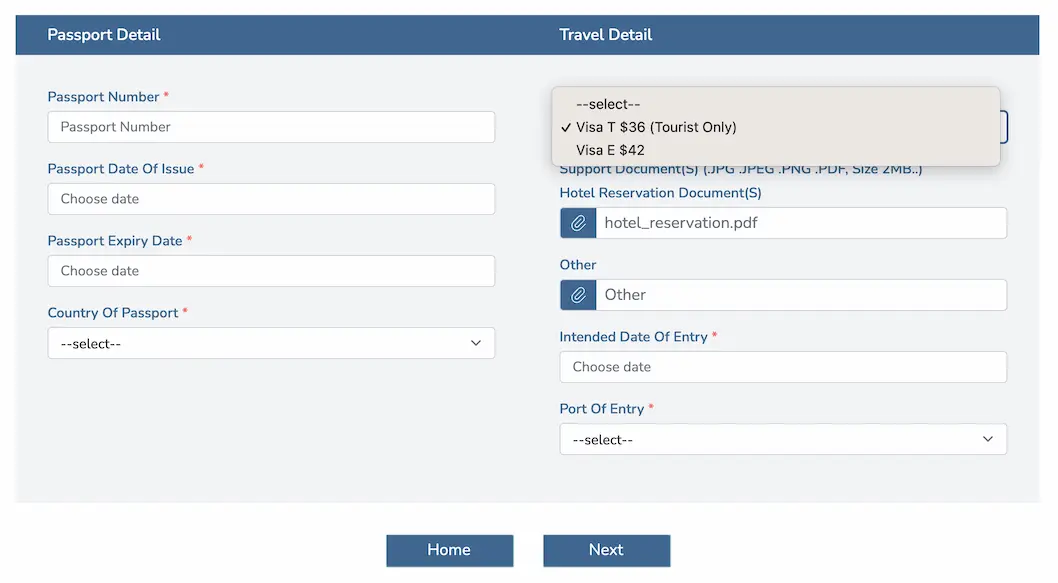 Visa application step 4 passport