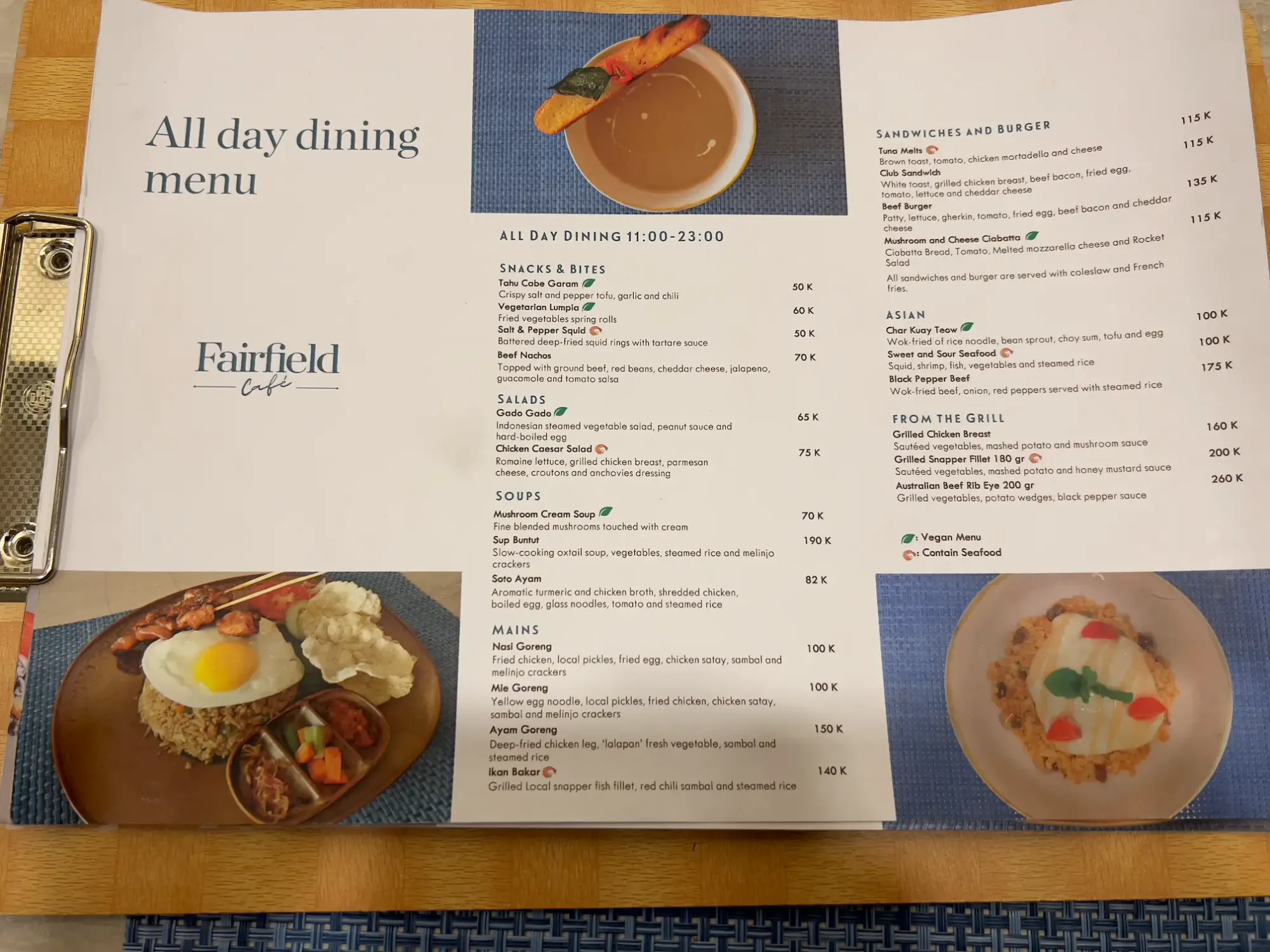 Fairfield by Marriott Jakarta Soekarno-Hatta Airport restaurant menu 1