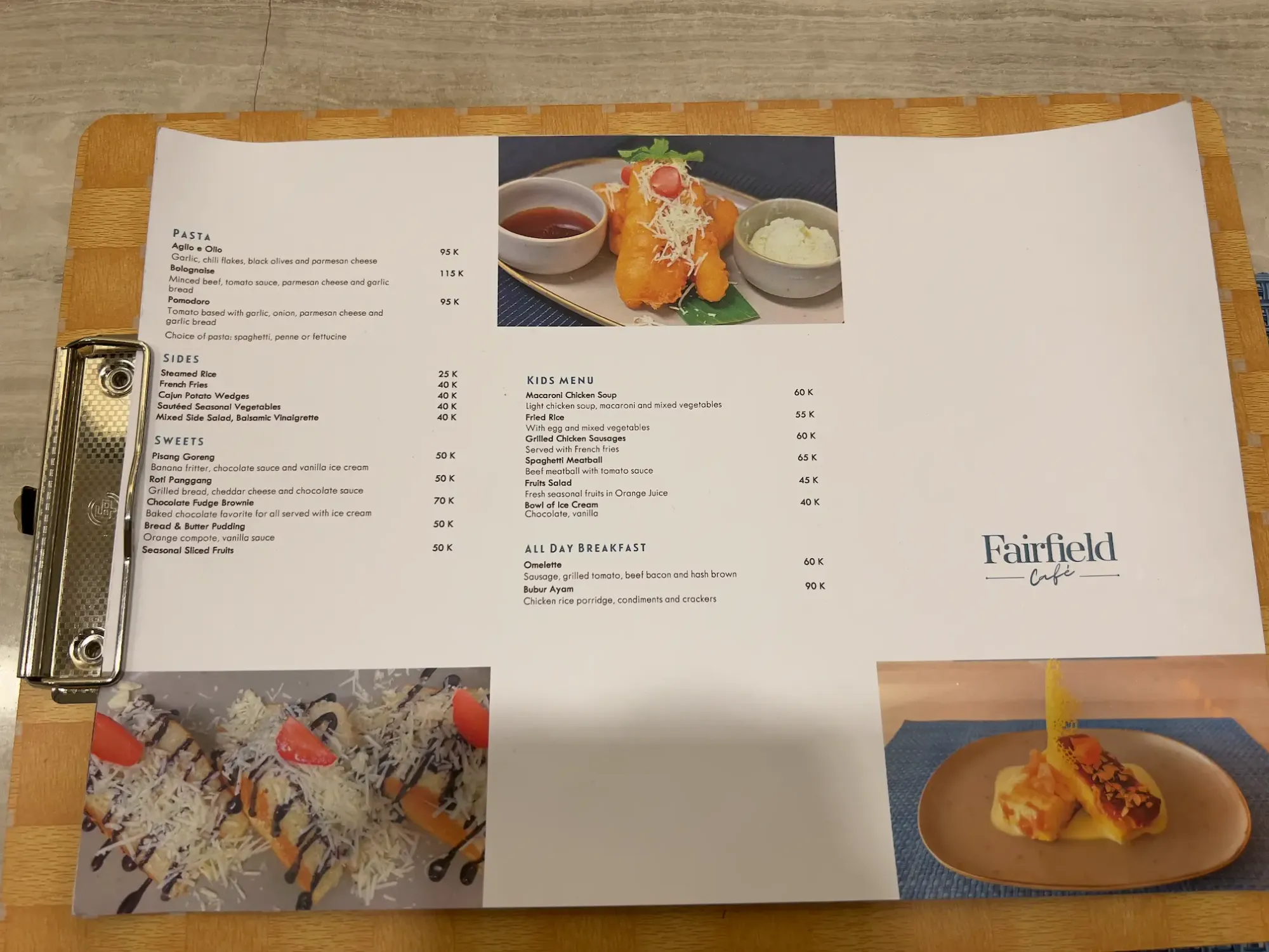 Fairfield by Marriott Jakarta Soekarno-Hatta Airport restaurant menu 2