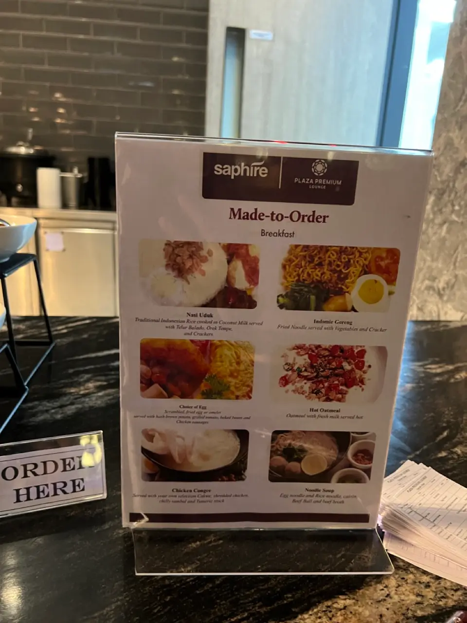 Saphire premium lounge main menu