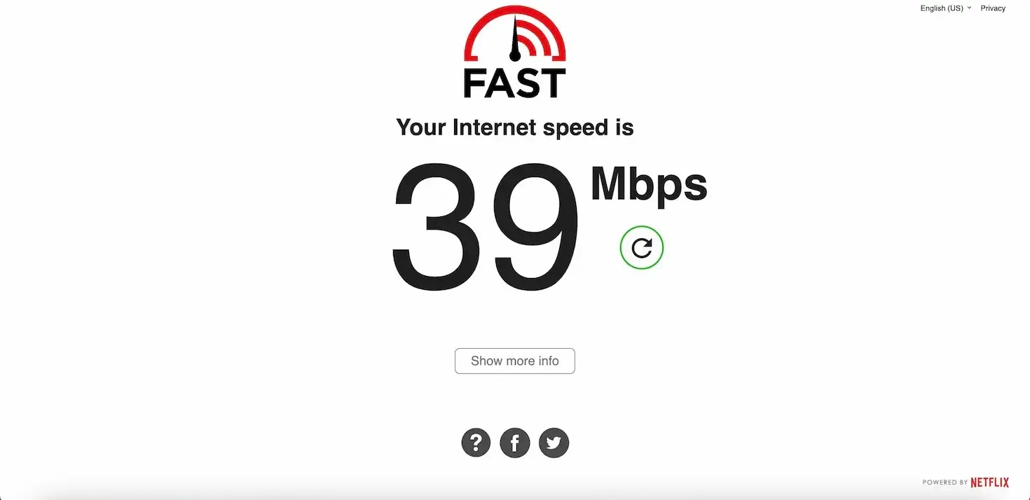 3rd speed test on fast.com